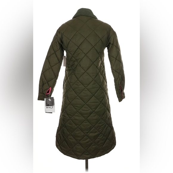 NVLT Quilted Long Green Coat - Picture 2 of 14